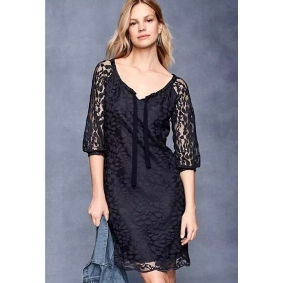 Garnet Hill Dresses & Skirts - Garnet Hill Boheme Lace Dress Size 8 Black Cocktail  Wedding Guest Date Night